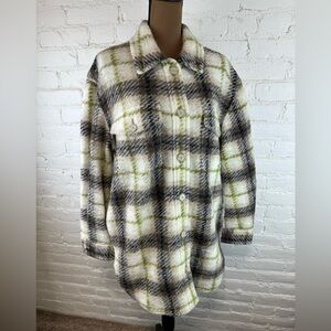 Aritzia Wilfred The Ganna Wool Plaid Shirt Jacket Shacket Women’s Size Medium